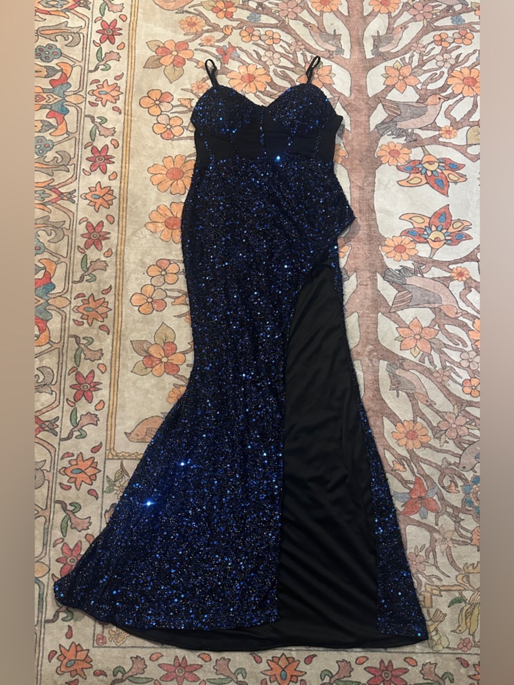 Super Stretchy Beautiful Navy Blue Sequin Mermaid Gown😍